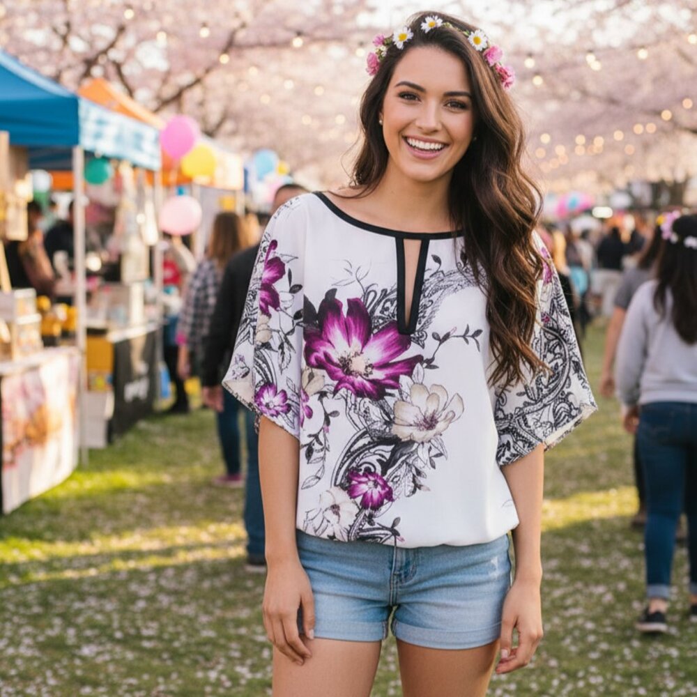 White House Black Market Floral Blouse